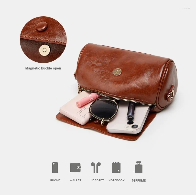 2025 NEW 2025 NEW Totes Retro Women Round Bags Fashion Female Shoulder Ladies Crossbody Bag Leather Sg zhanyishengli