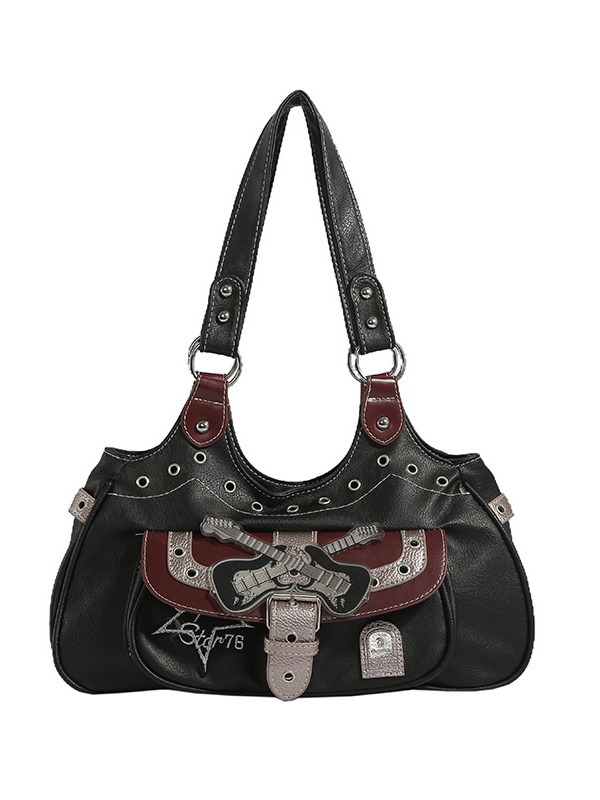 Large capacity shoulder bag Punk style commuting tote armpit bag