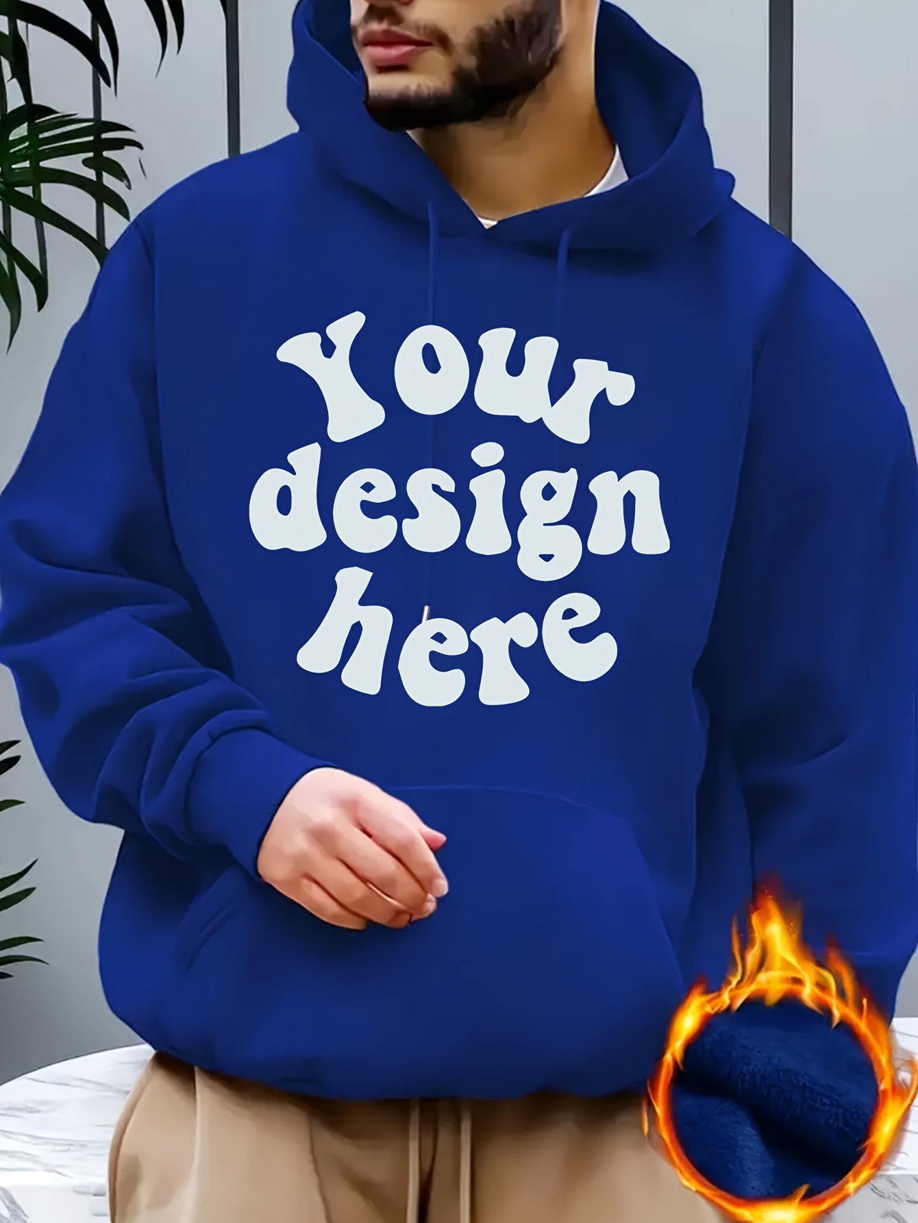 Men Sweaters Mens Personalized Your Design Here Letter Print Casual Hoodie | 100% Polyester Knit Fabric with Slight Stretch | Regular Fit Pullover wit