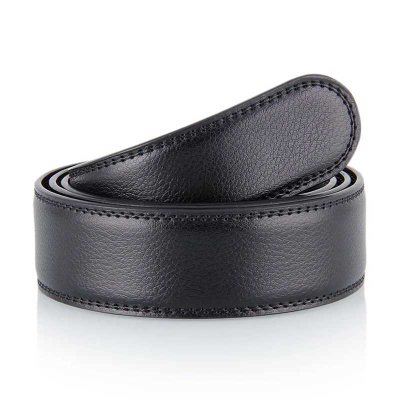 Luxury Men No Buckle Belt PU Leather for Automatic Buckle Waist Strap Long Black Brown Male High Quality Jeans Waistband 3.5CMX240923