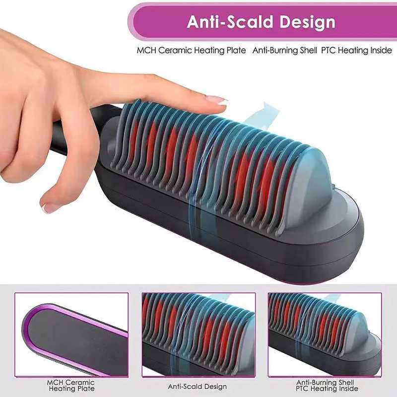 Thermostatic straightener comb 5 temperature setting straightening brush fast heating professional straightening brush CL240923