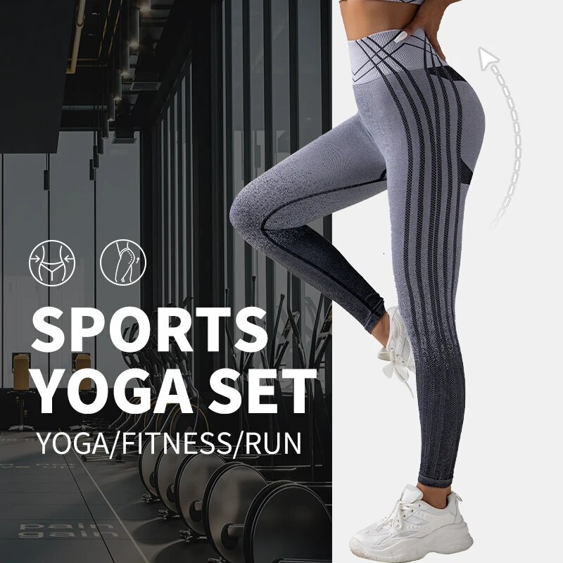 Yoga Pants Sport Leggings Piece Seamless High Waist Push Up Woman Tights Fiess Workout Gym Clothing