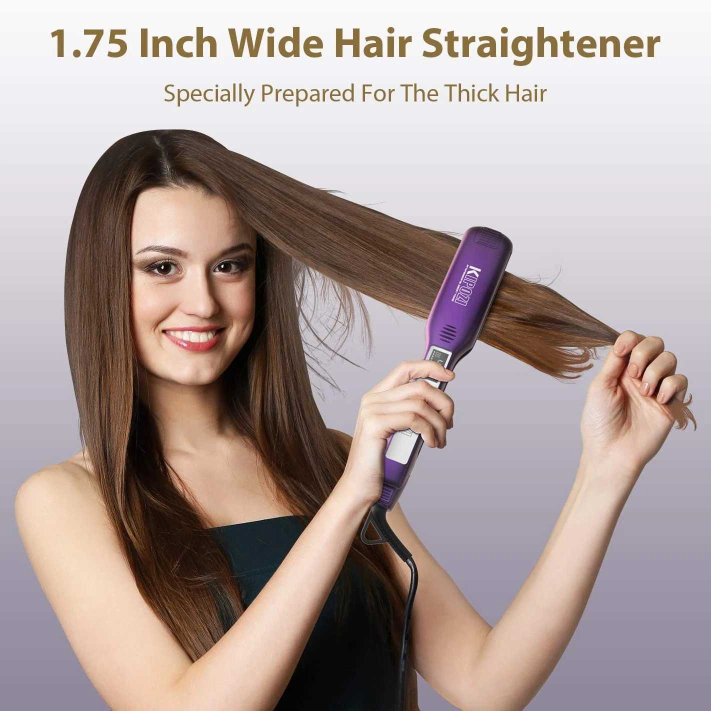 KIPOZI professional straightener made of titanium flat iron equipped with a digital LCD display and dual pressure instant heating curling iron CL24092