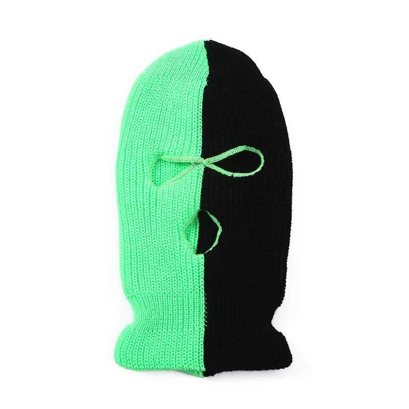 Beanie/Skull Caps 3 Hole Knitted Beanie Hat Full Face Ski Mask Winter Balaclava Face Cover for Outdoor Sports Cs J240923