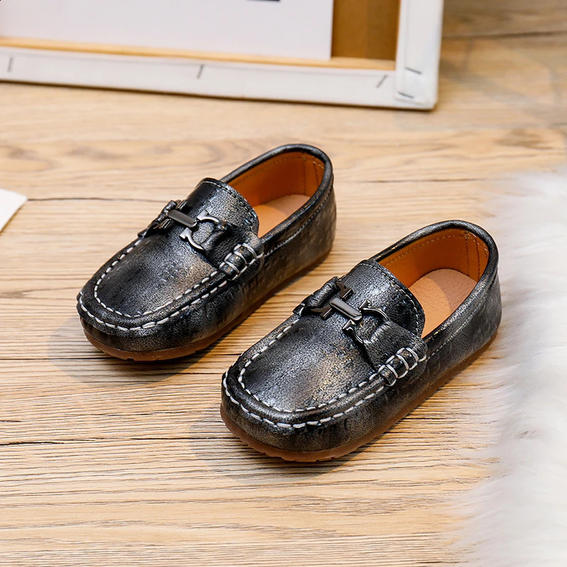 Childrens Genuine Leather Kids Loafers Baby Little Boys Girls Moccasins Toddler Flats Casual Boat Wedding Shoes 240921