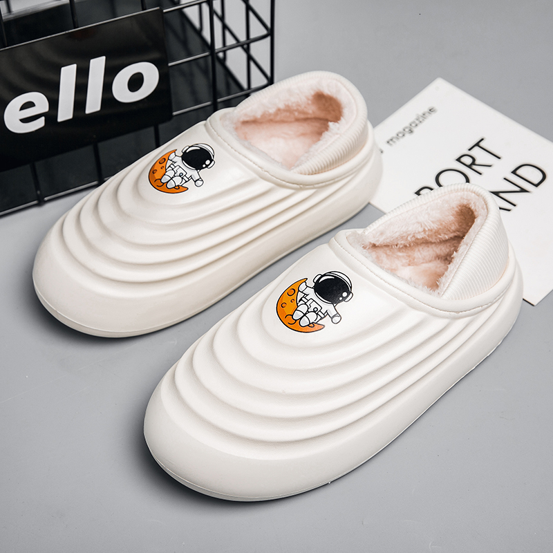 2024Couple plush thickened warm indoor waterproond anti-skid home bag heel cotton shoes