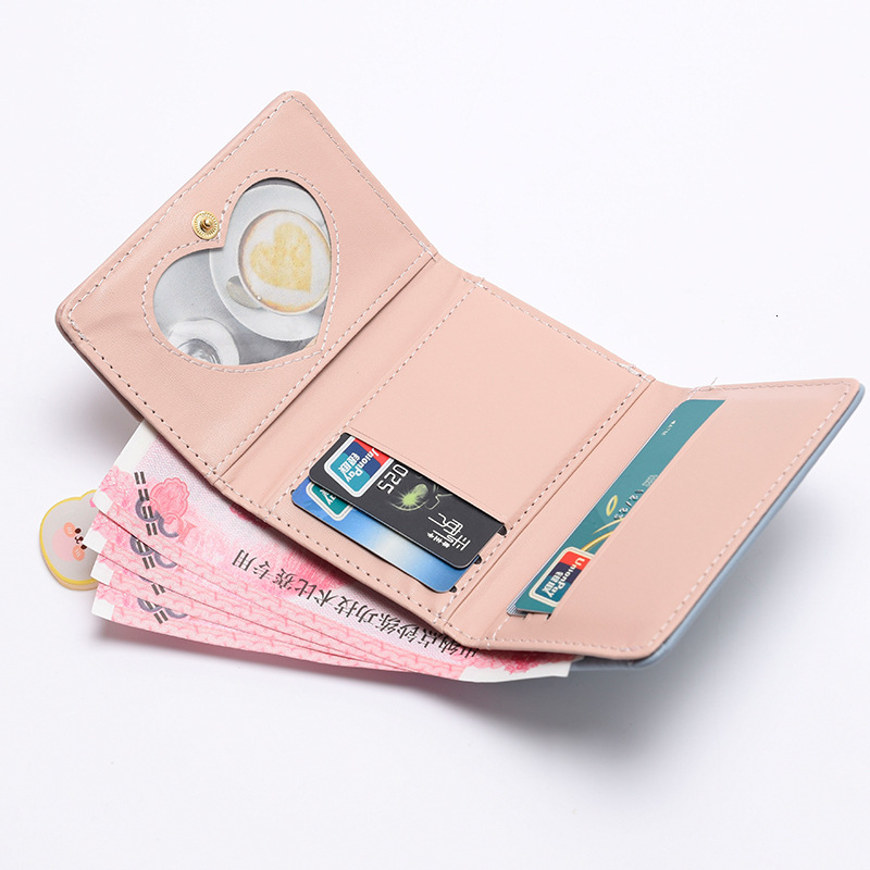 Women Thin Korean Version Cute Cartoon Bear Ladies Small Student Three-fold Wallet Female Fashion Short Coin Purse