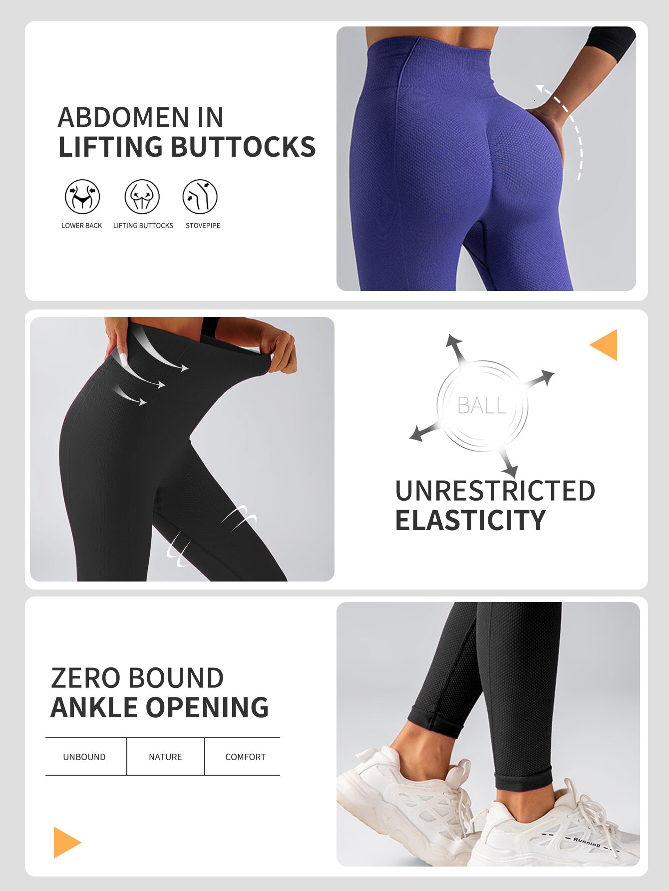 Women's Fiess With Lifted Tight Elastic Sports Pants, Peach Buttoc And High Waist Yoga Pants