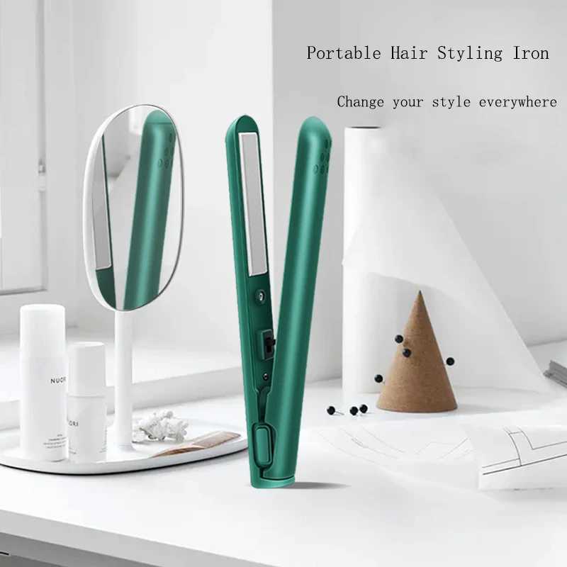 USB Mini Flat Hair Iron Straightener Curler Wireless Straightening and Curling Iron Cordless Styling Tool CL240923