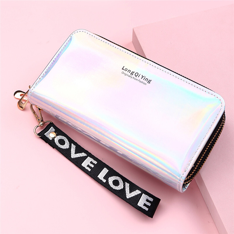 2025 New Women Long wallet Laser Wallets Double Zipper Fashion Female Wristlet Clutch Coin Purse Money Phone Bag Card Holder Handbag