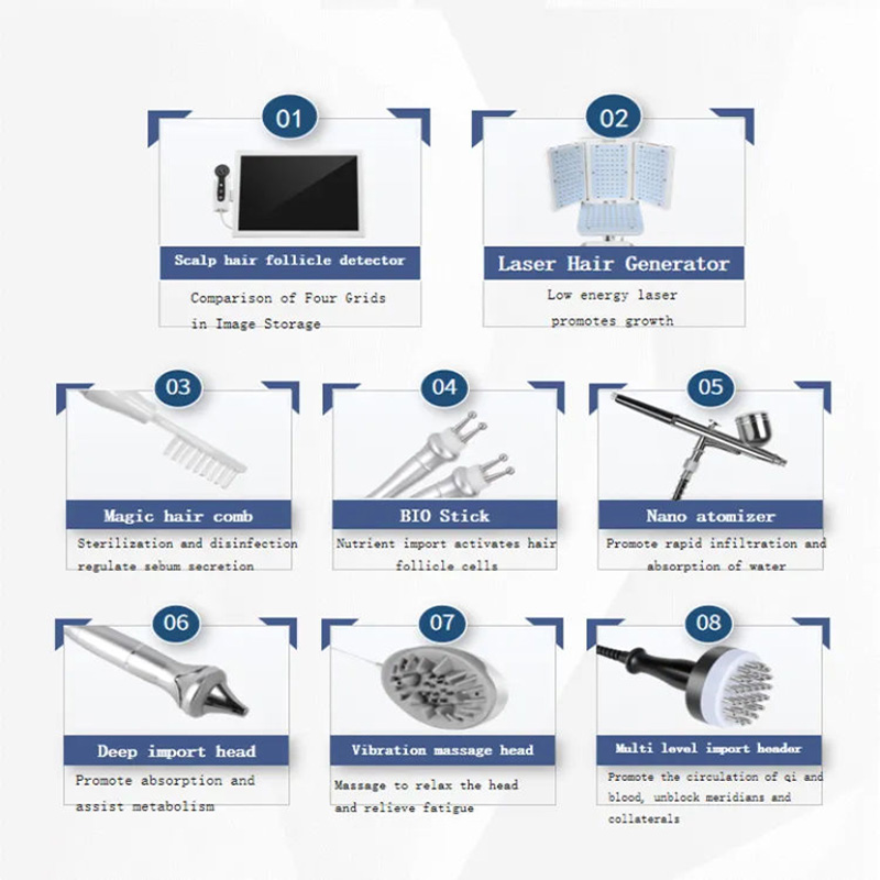 High Quality 7 IN 1 Laser Hair Growth Instrument Improve Hair Loss Circulation Reduces Grease Scalp Hair Analysis Hair Treatment Growth Device