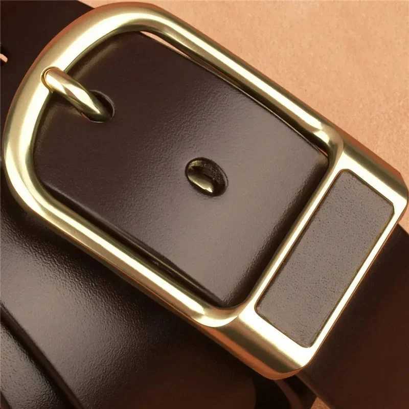 Genuine Leather For Mens High Quality Buckle Jeans Cowskin Casual Belts Business Cowboy Waistband Male 2024 NewX240923