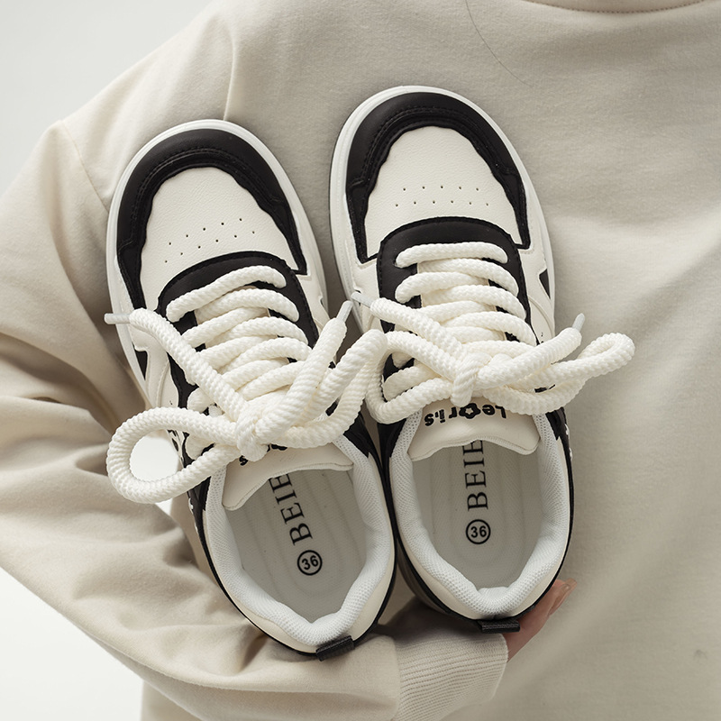 Breathable Canvas Panda Sneakers for Women Men | 2024 New Designer Black and White Thick Sole Casual Shoes