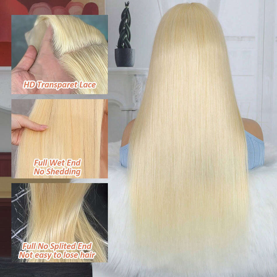 30 Inch 613 Honey Blonde 13x4 13X6 HD Transparent Front Human Hair 200 Density Bone Straight Lace Frontal Wig For Women