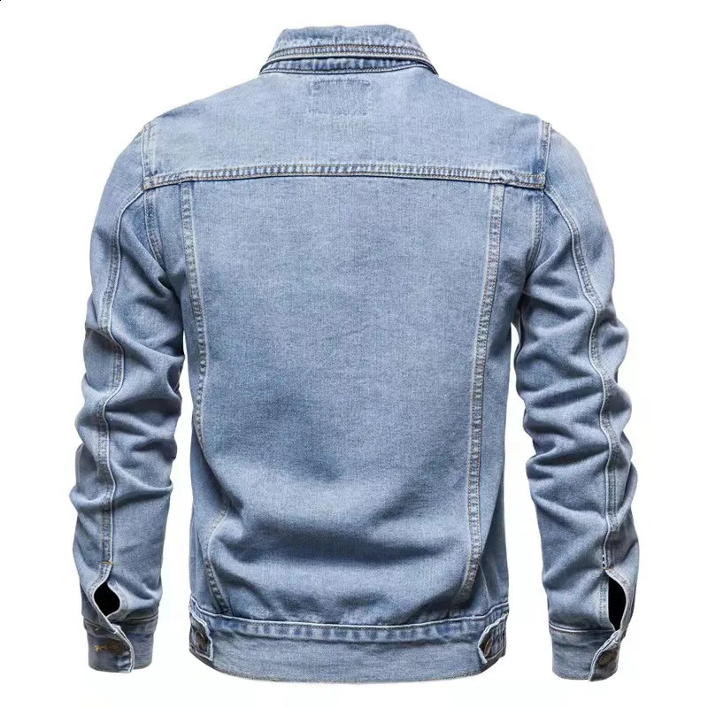 Fashionable autumn mens casual denim jacket fashionable classic style cotton elastic clothing jeans top plus size 240921