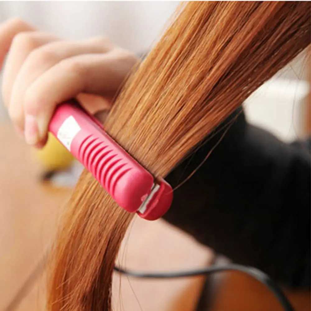 Mini curler straightener ceramic electrical stone flat iron bangs styling tool portable curling and straightening comb CL240923