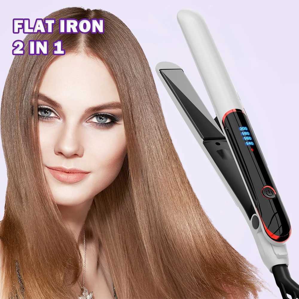 2-in-1 straightener and curling iron for 10 seconds fast heating flat iron professional ceramic coating smooth hair styling tool CL240923