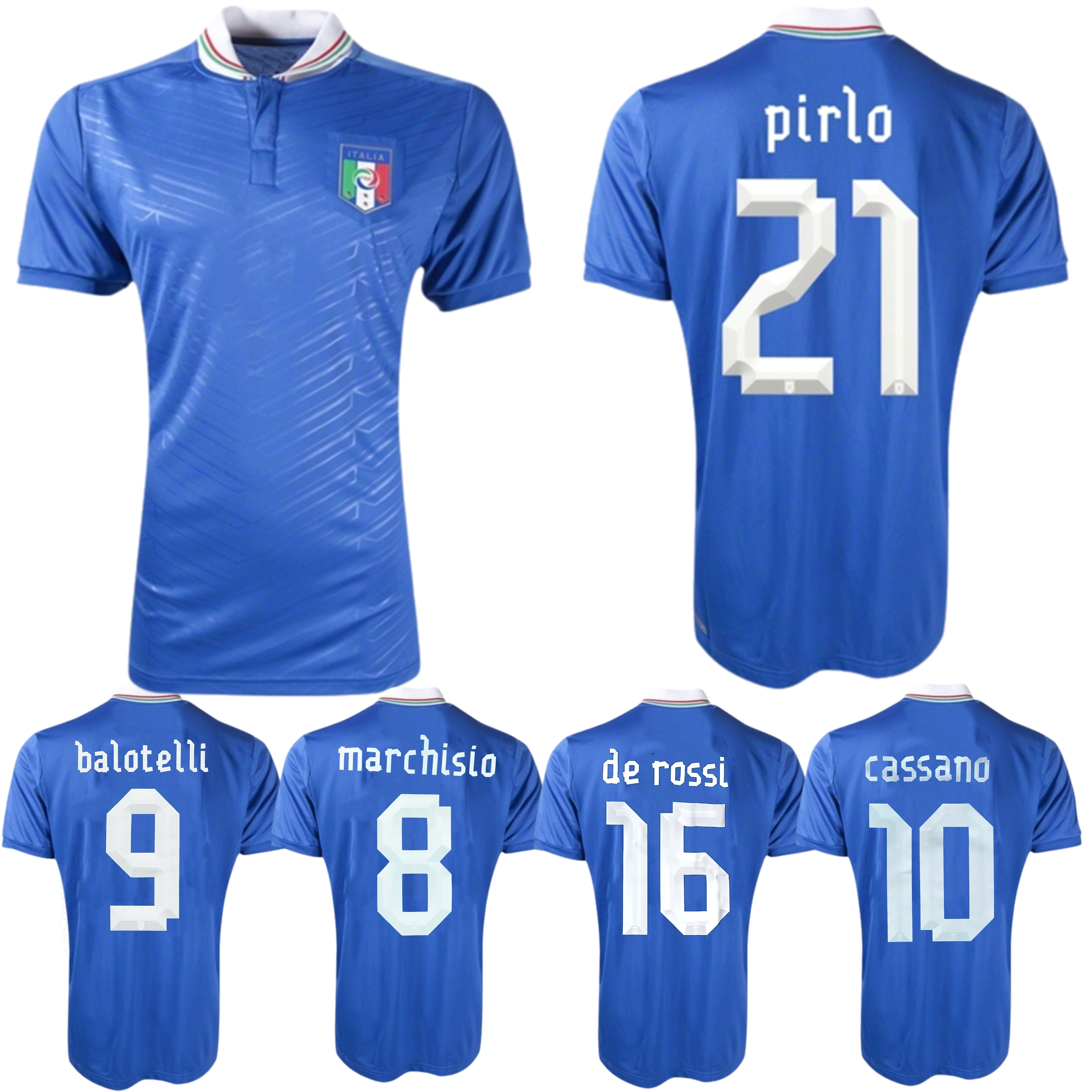 2012 Italy Balotelli retro soccer jerseys 12 13 Pirlo chiellini De Rossi marchisio Cassano classic vintage football shirts