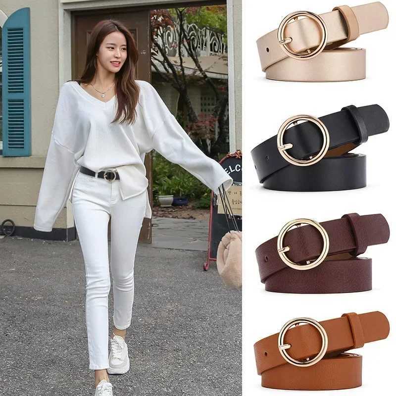 Women Genuine Leather Belt Fashion High Quality Vintage Luxury Brand Waistband Pin Buckle Brown Solid Color Belt LadiesX240923