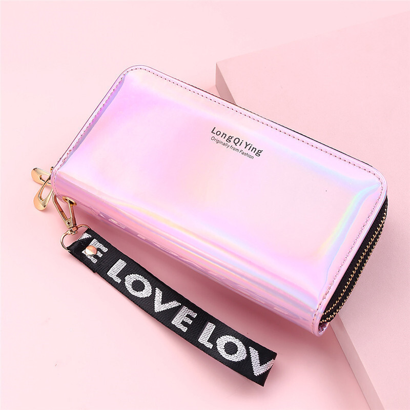 2025 New Women Long wallet Laser Wallets Double Zipper Fashion Female Wristlet Clutch Coin Purse Money Phone Bag Card Holder Handbag