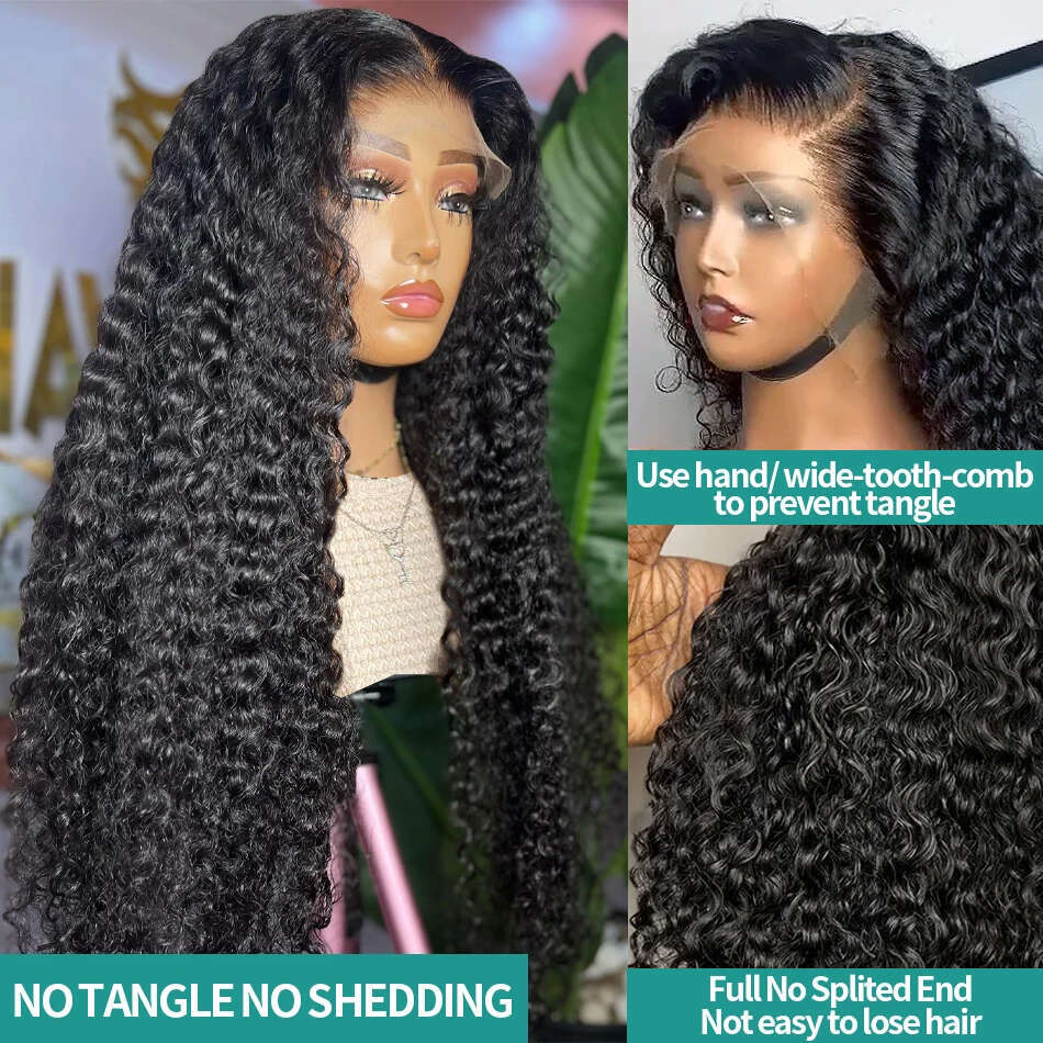 Brazilian 30 34 Inch 180% Deep Wave HD 13x4 Front Human Hair Loose Curly Lace Frontal Wig For Women
