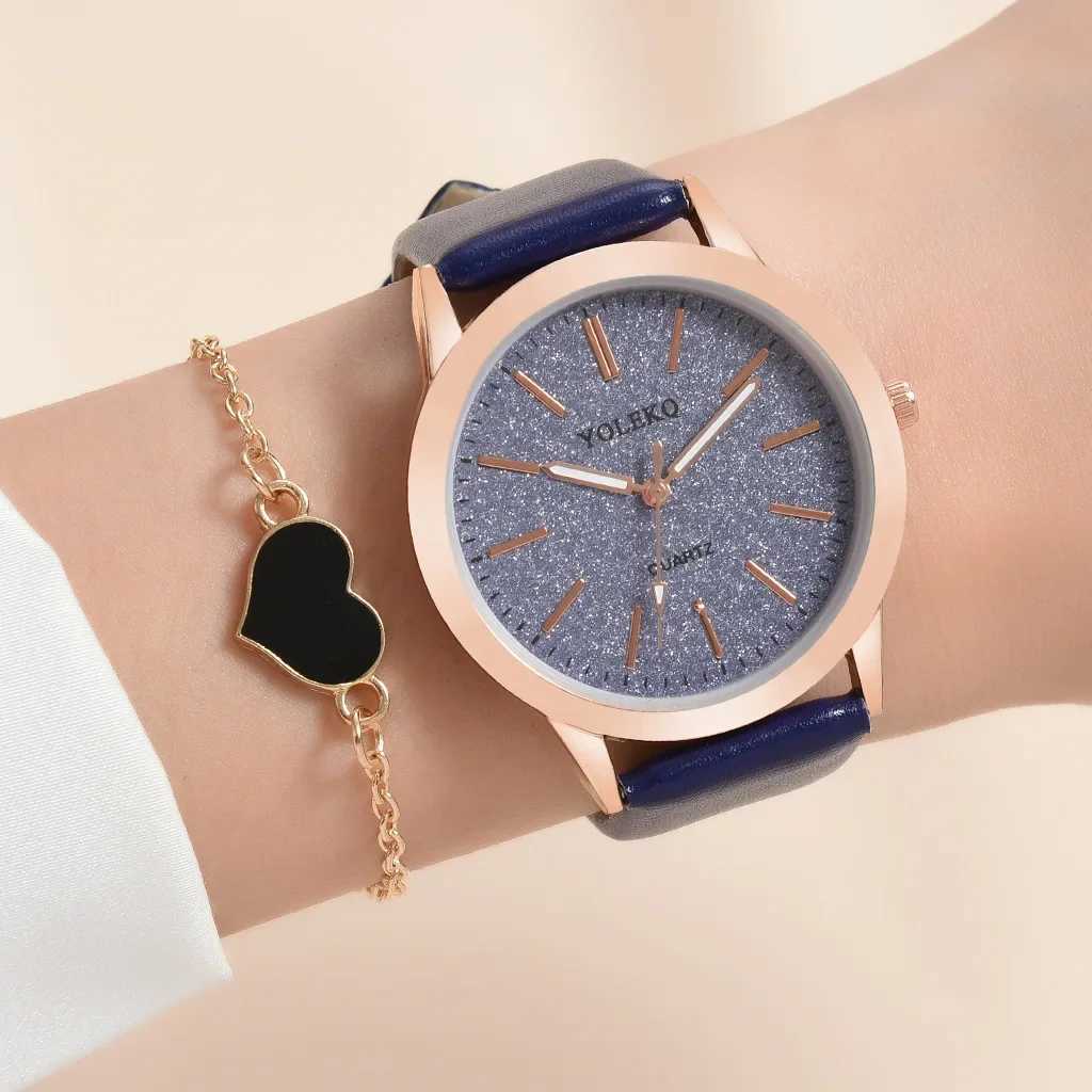 2pcs Set Watches for Women Fashion Casual Ladies Quartz Wristwatches Leather Strap Watch Women Female Clock for Girl Gift No BoxX240923