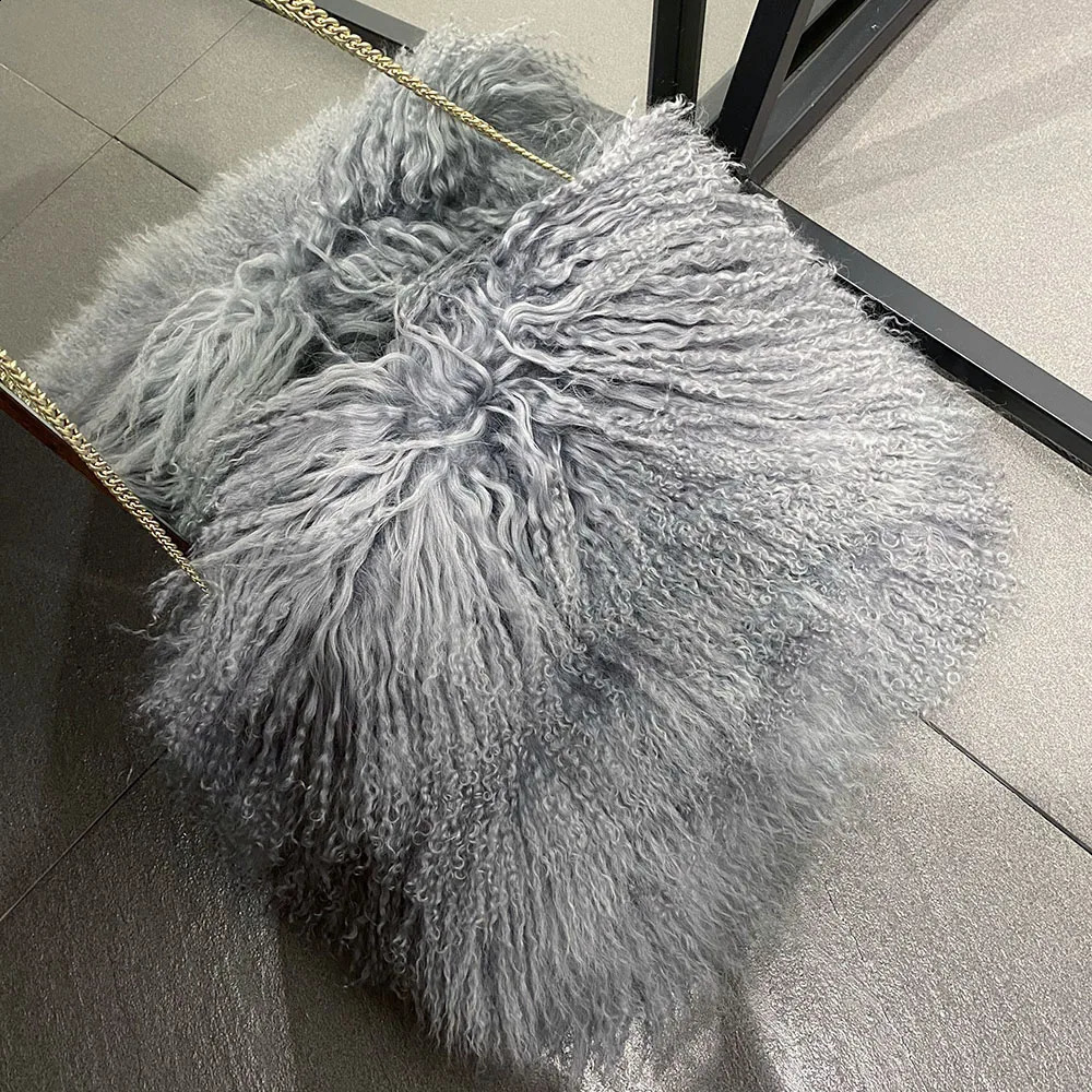 YOLOAgain Real Mongolian Sheepskin Shoulder Bag Womens Chain Fur Handbag 240923