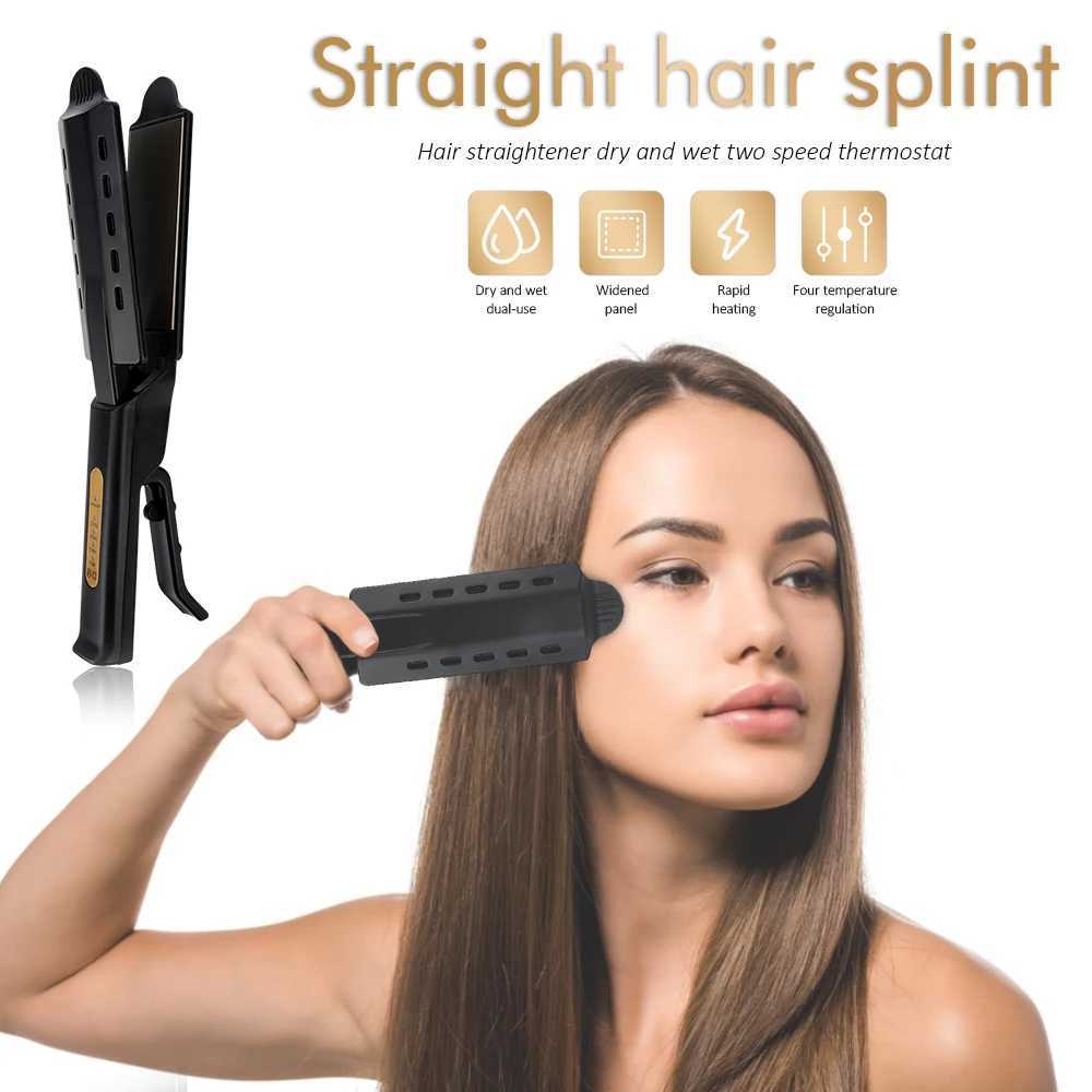Straight hair straightener with four temperature adjustments ceramic tourmaline ion flat iron wide panel professional styling tool CL240923