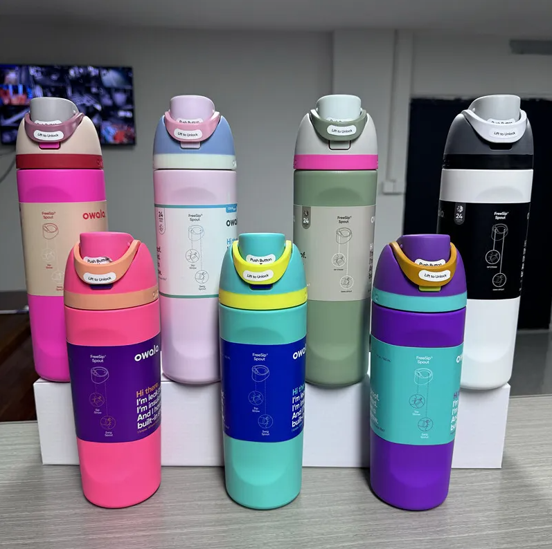 Three Capacity owala sports style stainless steel tumblers 19oz 24oz 32oz out going water bottle drinking tumbler outdoor camping cup vacuum insulated