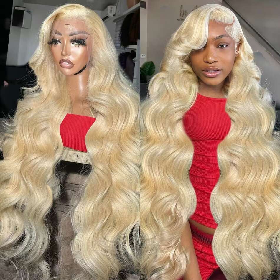 13x6 Body Wave 38Inch 613 Honey Blonde Frontal Human Hair 200Density Brazilian Color 13x4 Lace Front Wig For Women