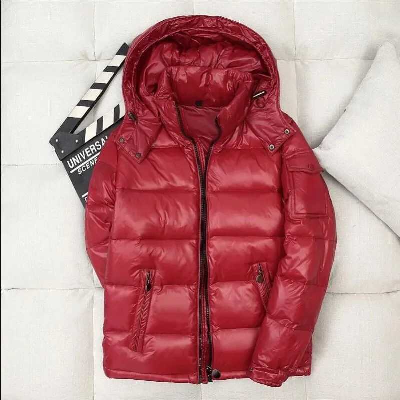 Mens Winter Hooded Shiny Mens Casual White Duck High-Quality Outdoor Windproof Thick Warm Down Jacket W240923