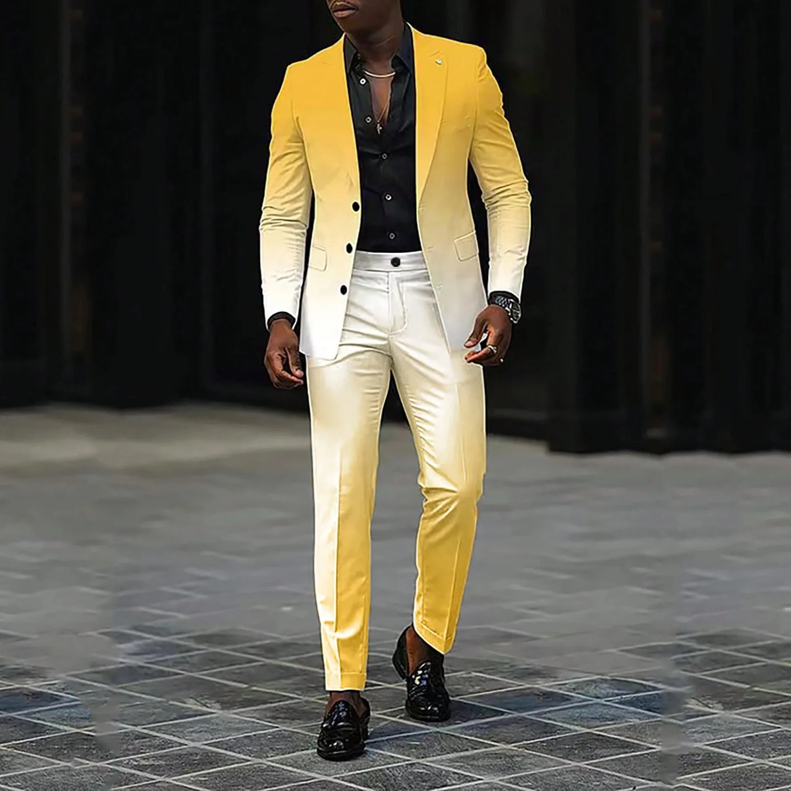 Gradient ball high-end clothing set long pants set single chest set button down pants two-piece set WL008-MR7 240923