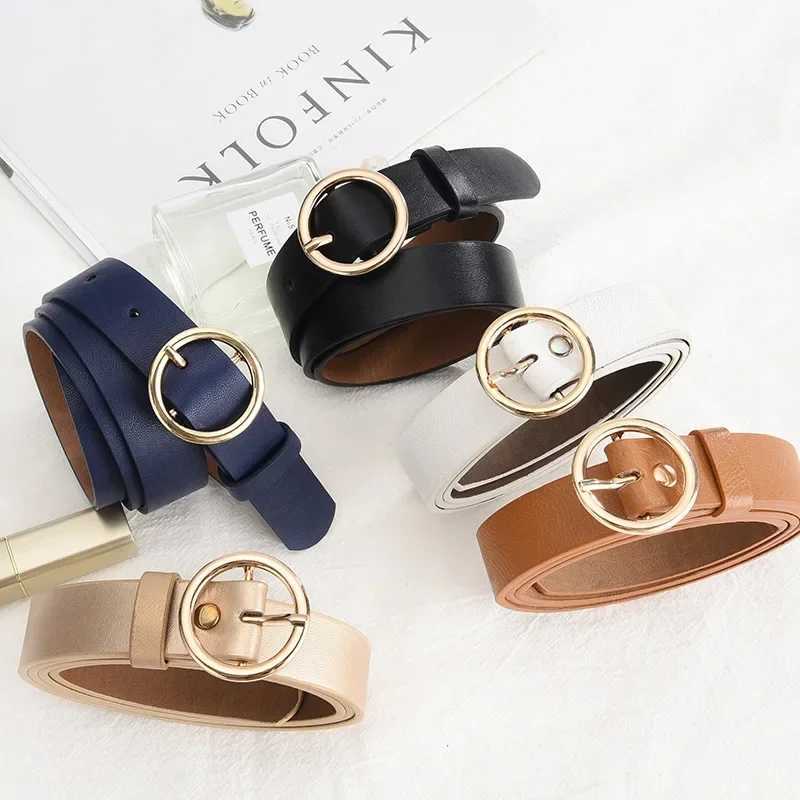 Women Genuine Leather Belt Fashion High Quality Vintage Luxury Brand Waistband Pin Buckle Brown Solid Color Belt LadiesX240923