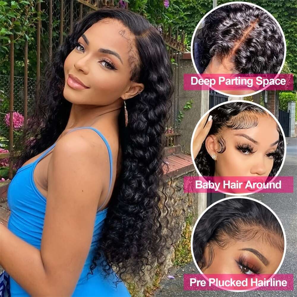 4x4 Deep Wave Frontal 13x6 Hd 13x4 5x5 Curly 30 Inch Lace Front Wig Human Hair Brazilian Remy Glueless Wigs