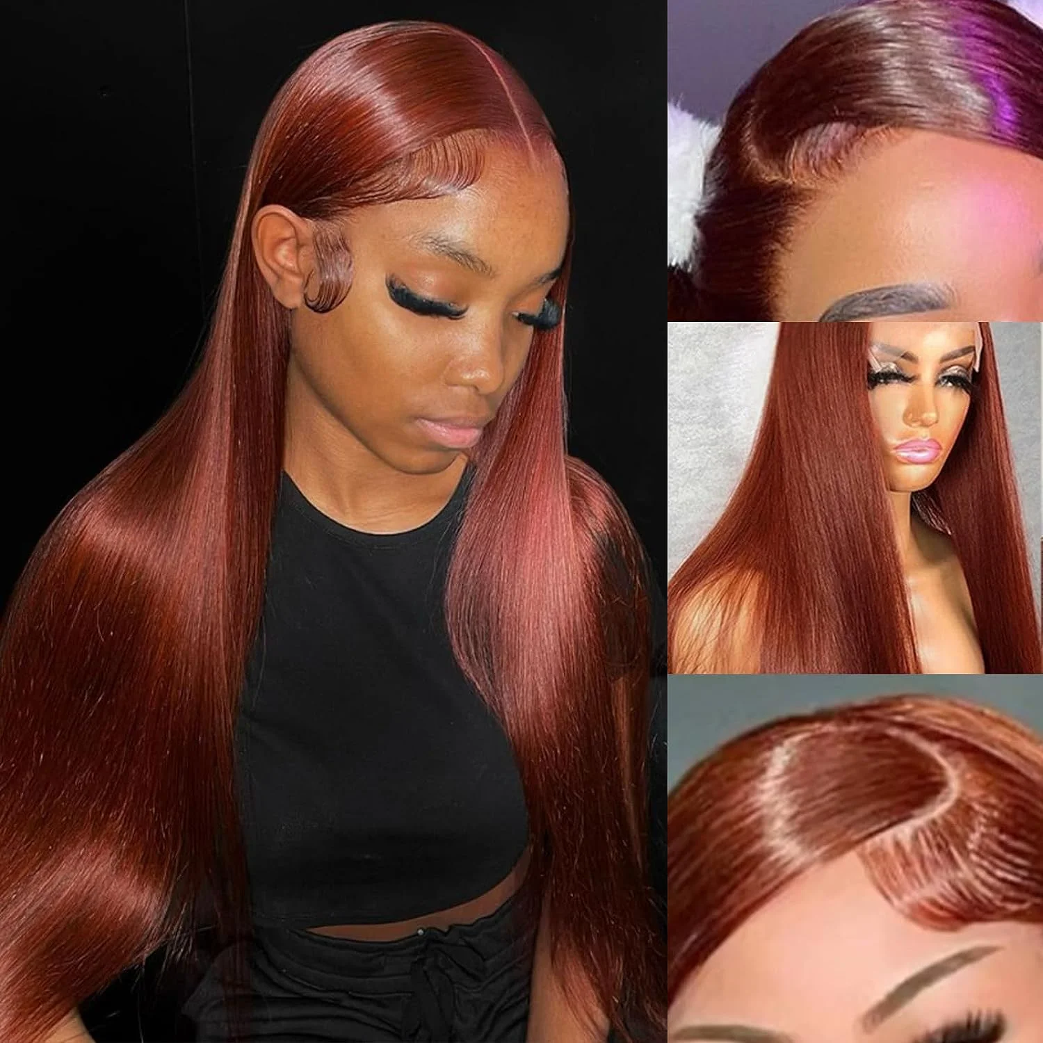 Peruvian Reddish Brown Layered Wig Hd Lace Wig 13x6 Human Hair Pre Plucked 13x4 Straight Lace Front Human Hair Wig Synthetic Closure Frontal Wigs for 