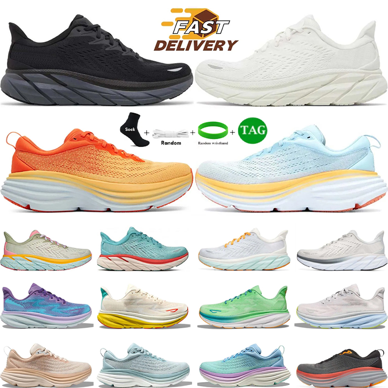 clifton 9 bondi 8 running shoes Mens Womens Outdoor Sneakers Triple Black White Harbor Mist Olive Haze Shifting Sand Sport Trainer