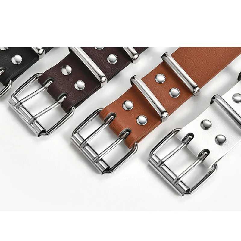 Star Eye Rivet Belt Goth Style Double Pin Buckle Men Woman Fashion Casual Punk Style Pu Leather Waistband For Jeans YoungX240923