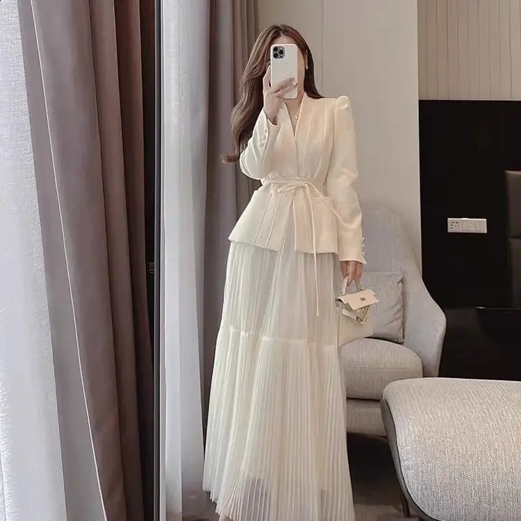 UNXX High-end Custom Floral Suits Women Spring and Autumn Matching Set Elegant Blazer Pencil Skirt 2 Pieces Office Lady 240918