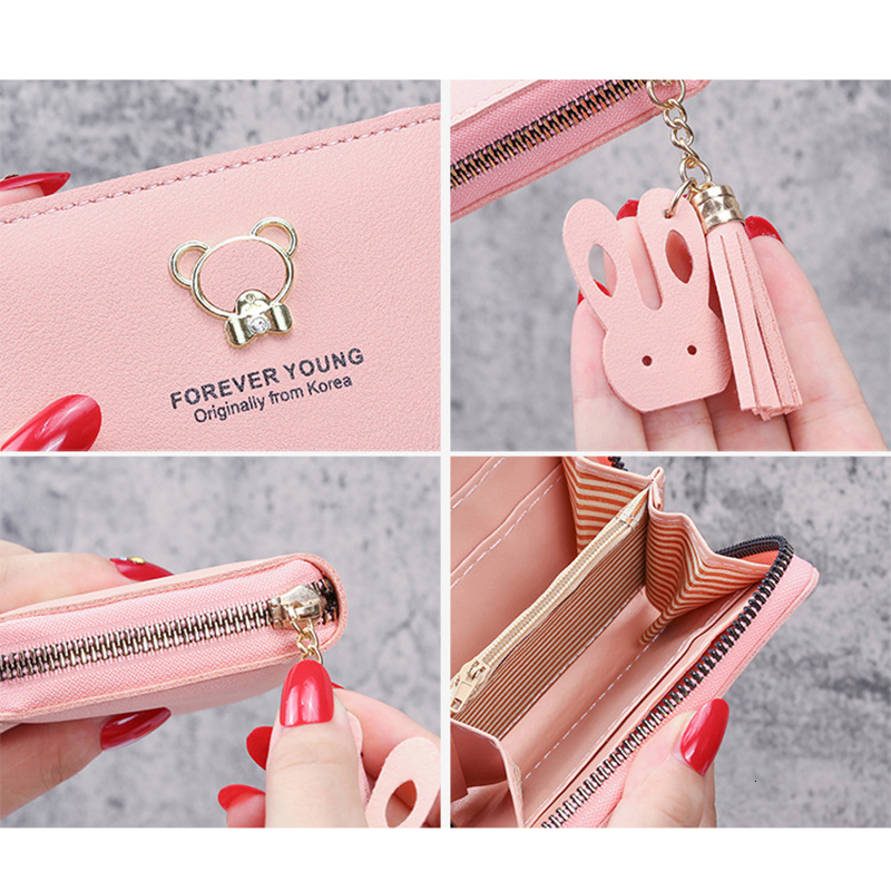 PC Fashion Korean Style Bear Short Women Wallets Mini Cute trend Coin Pocket Card Holder Bag Female wallet Purse Small Zipper Wallet