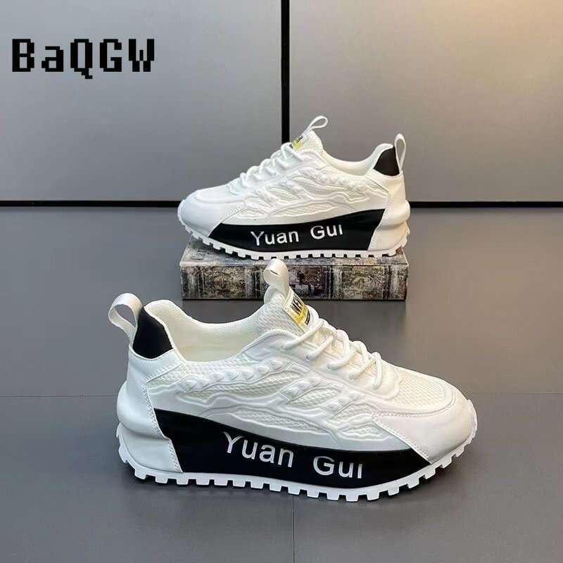 Color Block Chunky Sneakers Men Running Fashion Casual Breathable Leather Mesh Increased Thick Platform Designer Shoes