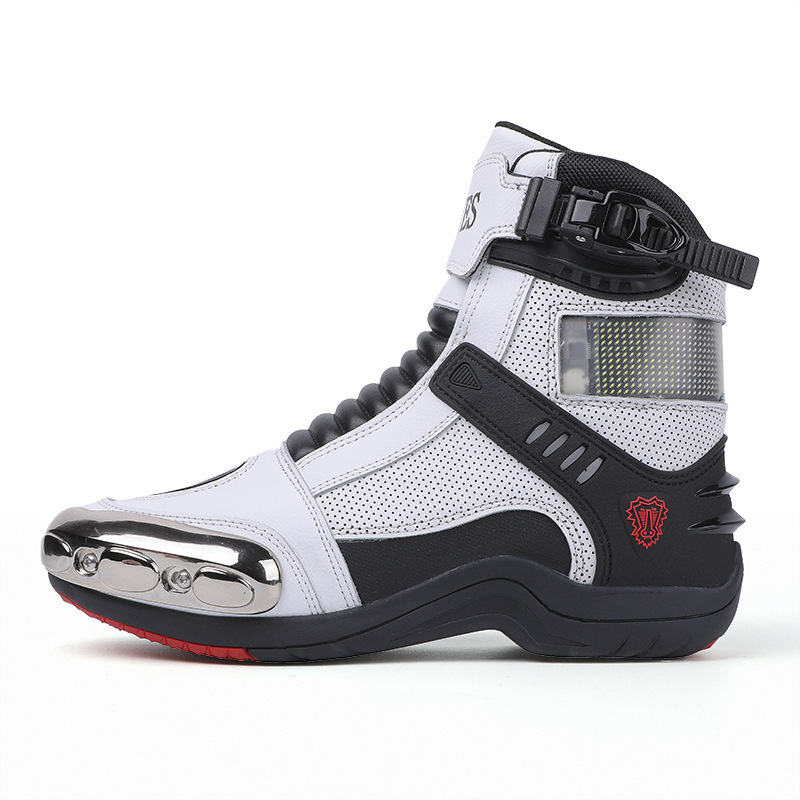 ddmytiger first layer cowhide waterproof and anti fall riding with LED lights on the heel motorcycle shoes C ddmythur