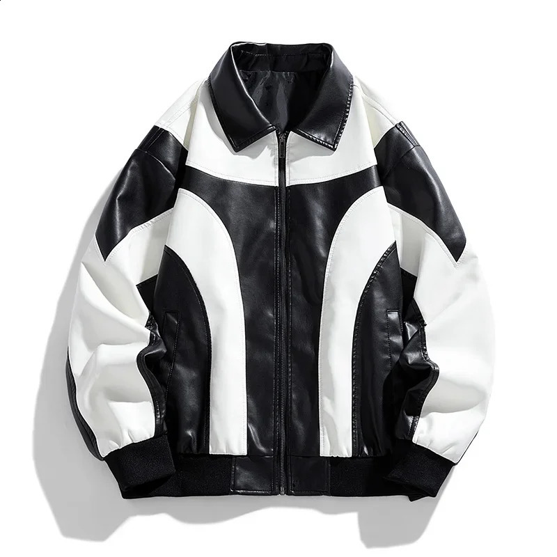 Men Leather Jacket Autumn Winter PU Vintage Slim Biker Coats Mens Motocycle Jackets Coat Casual Street Wear Hip Hop Top 240921