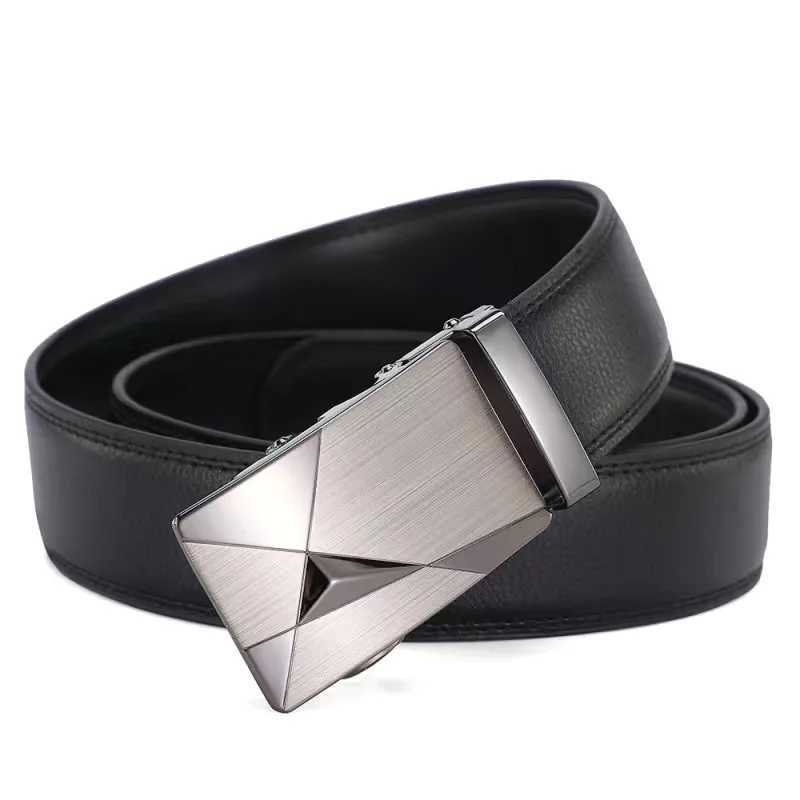 Mens belt automatic buckle leather mens high-quality leather belt jeans casual fashion versatileX240923