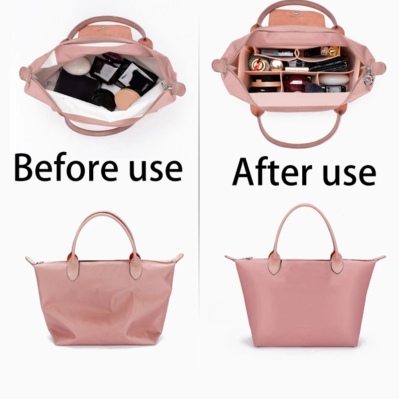 Felt Cosmetic Organizer Insert With Zipper Pouch For Tote Bags & Handbags - Makeup Storage New Free Delivery Designer Bag