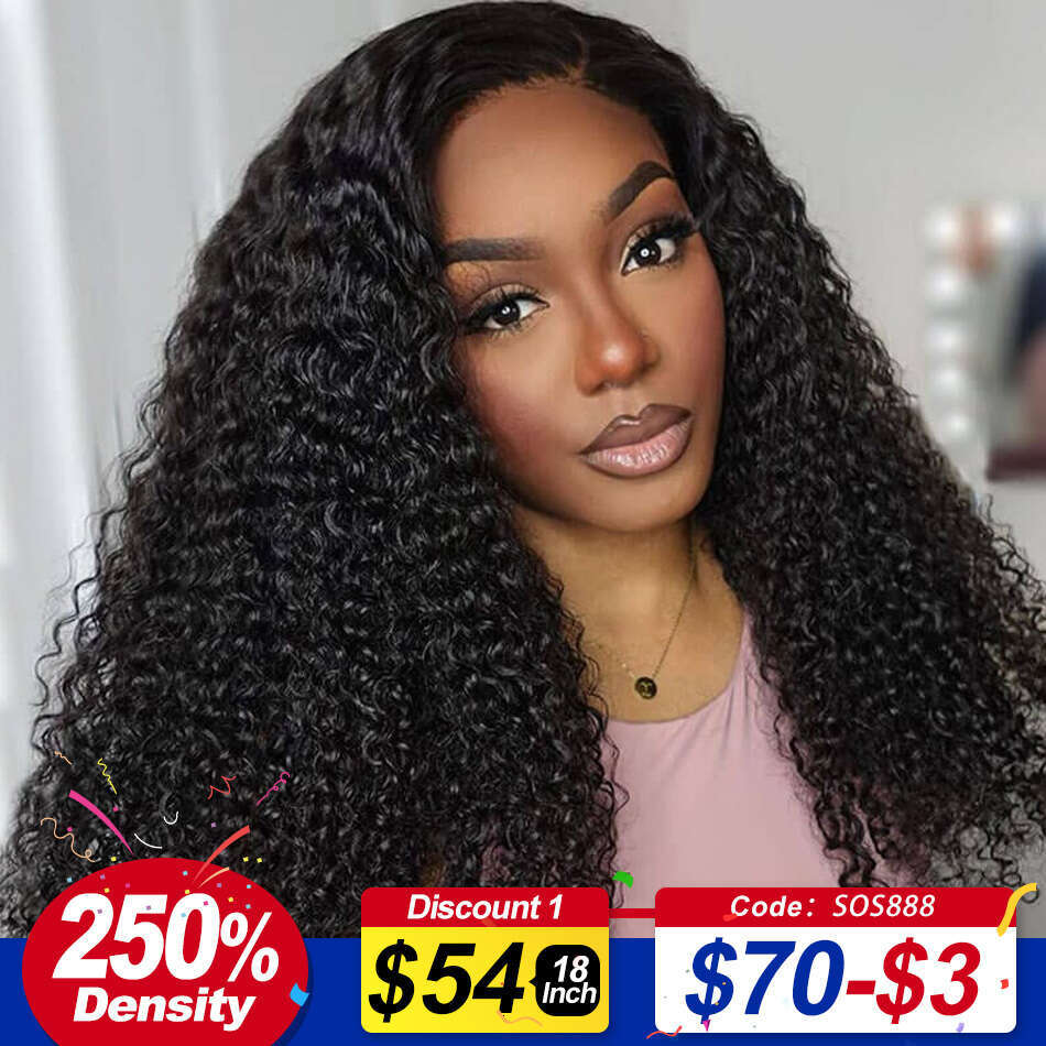 Medium Deep Wave 250 Density 13x4 HD Transparent Front Wig 20 22 24 Inch Curly 13x6 Lace Frontal Human Hair Wigs Brazilian