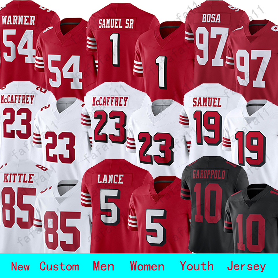 80 Jerry Rice Fred Warner Nick Bosa Football Jersey Christian McCaffrey Brock Purdy Ronnie Lott Joe Montana Frank Gore Kyle Juszczyk Jimmy Garoppolo George Kittle