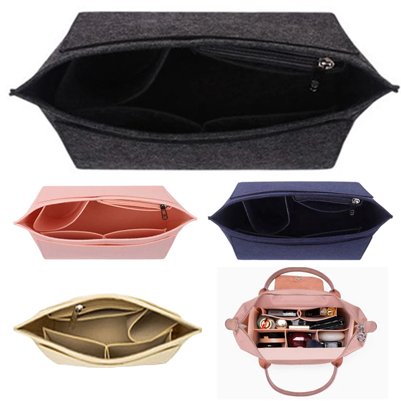 Felt Cosmetic Organizer Insert With Zipper Pouch For Tote Bags & Handbags - Makeup Storage New Free Delivery Designer Bag