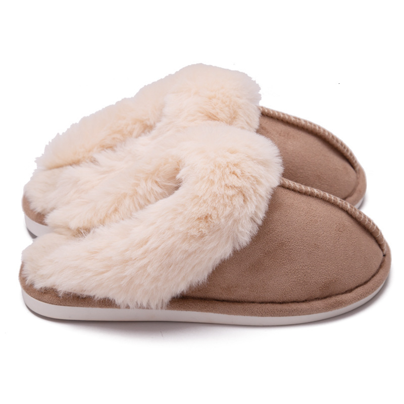 Cozy 2024 Winter Indoor Faux Suede Plush Fluffy Flat Heel Couple Cotton Shoes for Women, Home Bedroom Slippers