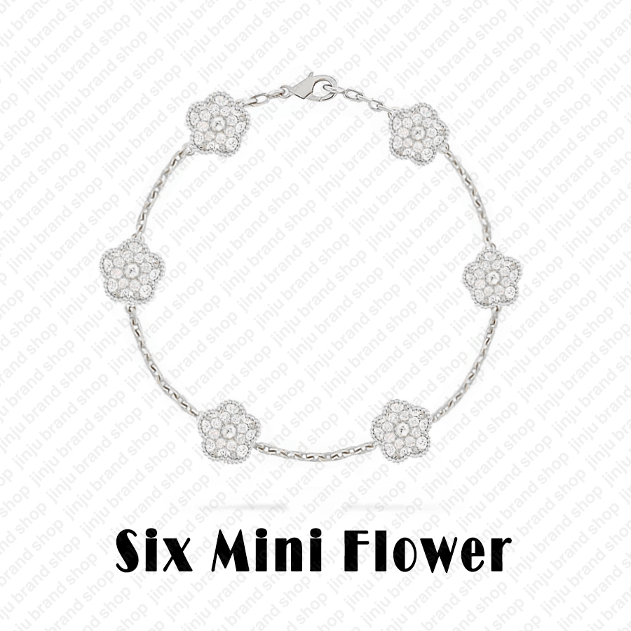 charm bracelet designer bracelet jewelry woman Six Flower mini bracelet stainless steel jewelry Classic silver jewelry clover bracelet diamond bracelets gift box
