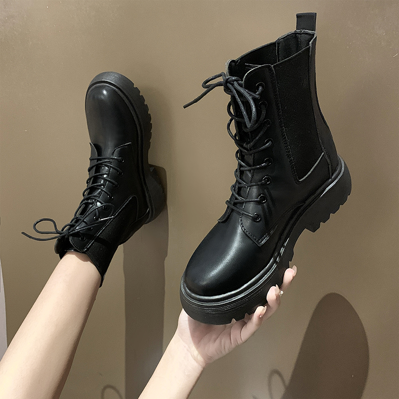 Luxury boot designer slim and plush Martin ladies, 2025 new multifunctional black British style short boots